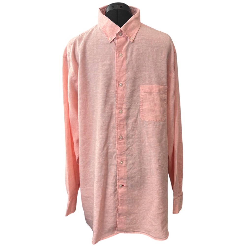 DANIEL CRÉMIEUX SIGNATURE COLLECTION STRETCH LINEN PINK LS BUTTON DOWN SHIRT